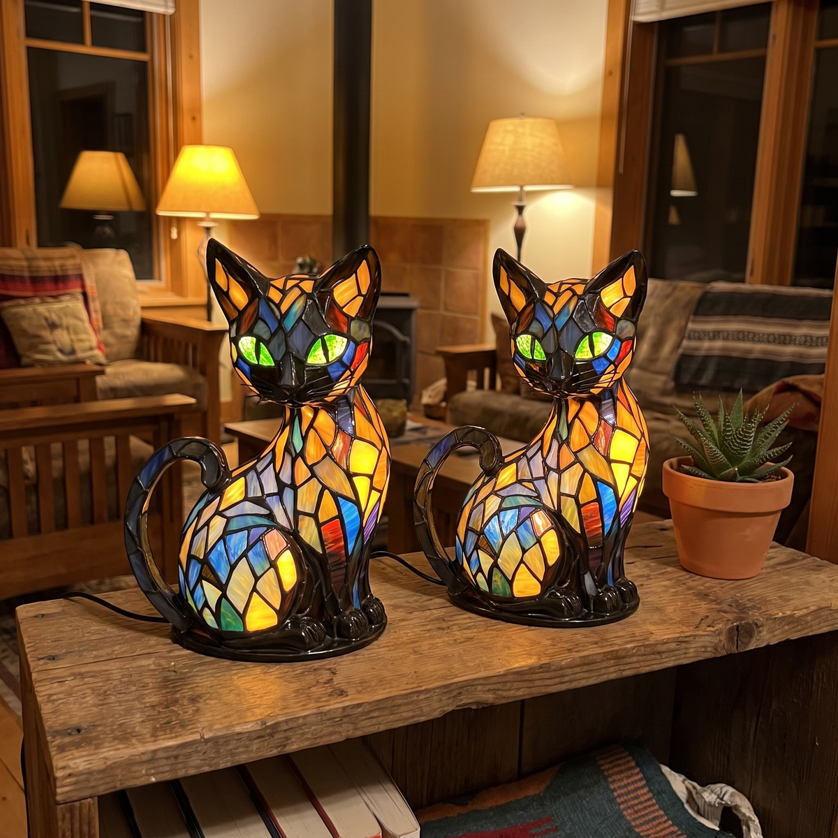 Two Kitty Lamps side by side
