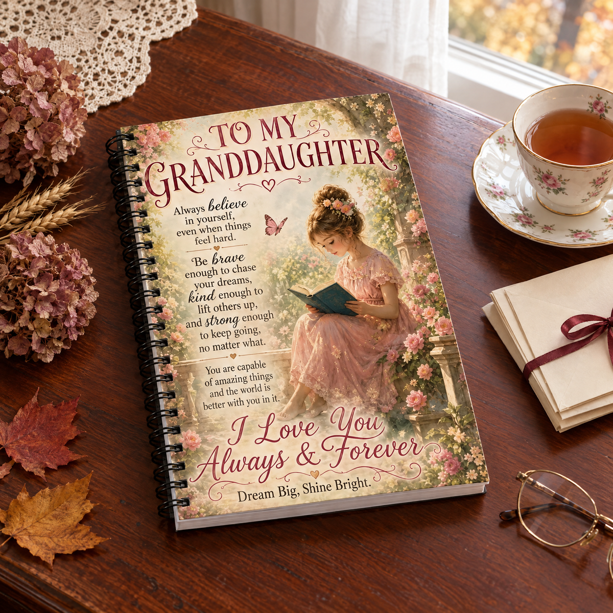 Glenda's hand-painted journal, Rose Garden design
