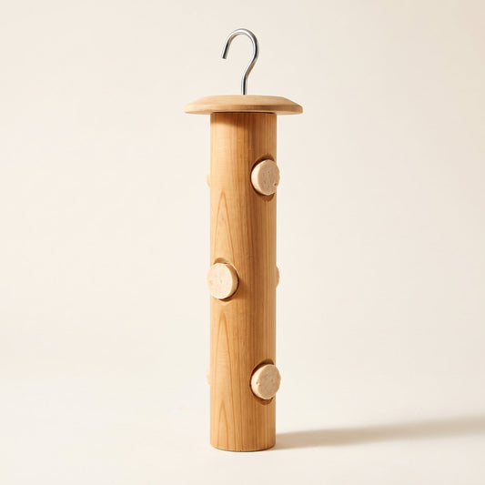 Harlan's cedar suet log with rain cap and hook