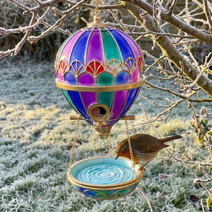 Robin drinking on a frosty winter morning