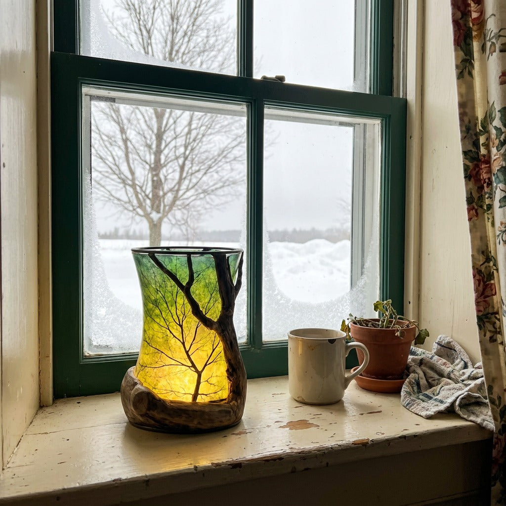 Customer photo of the hand-made driftwood tree lantern