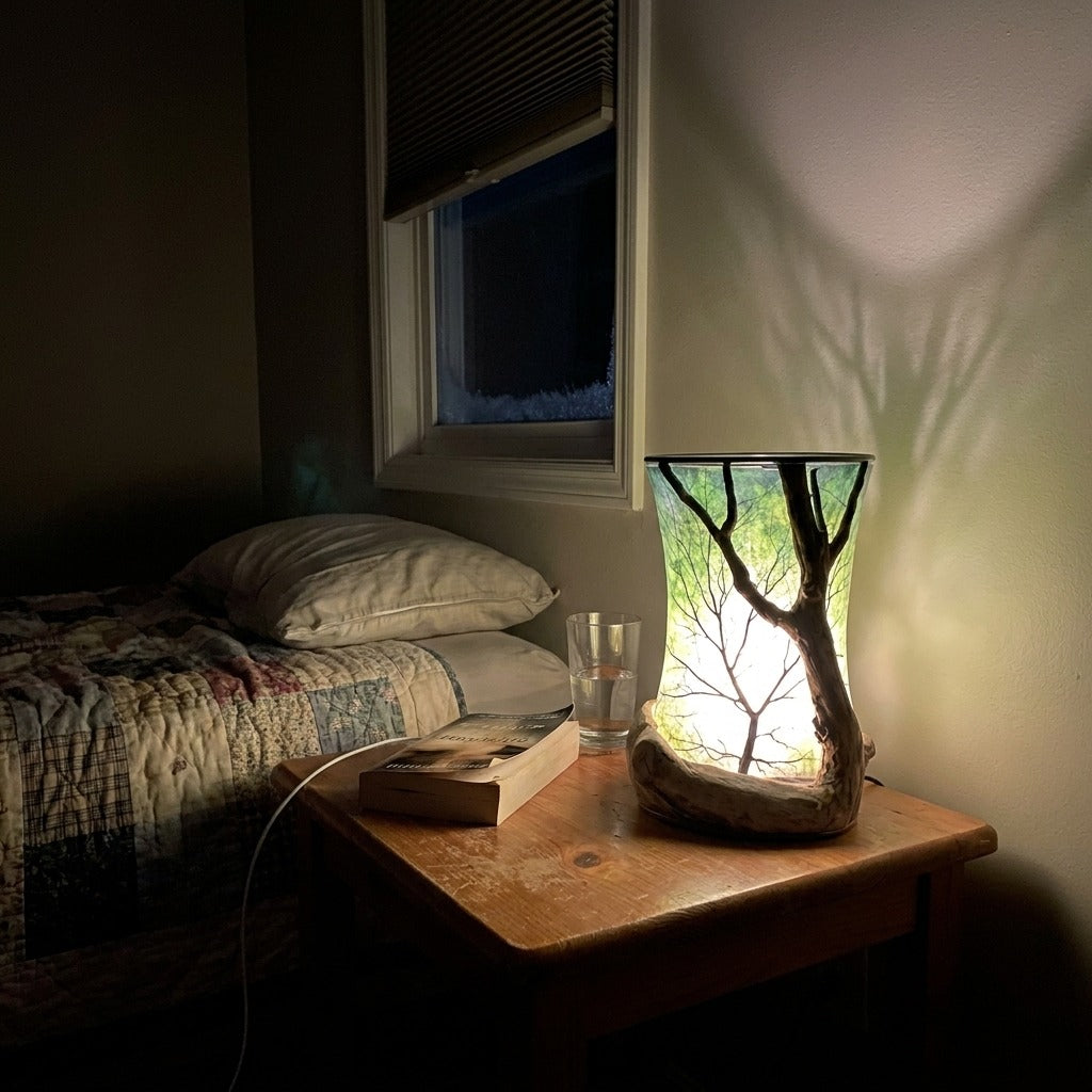Customer photo of the hand-made driftwood tree lantern