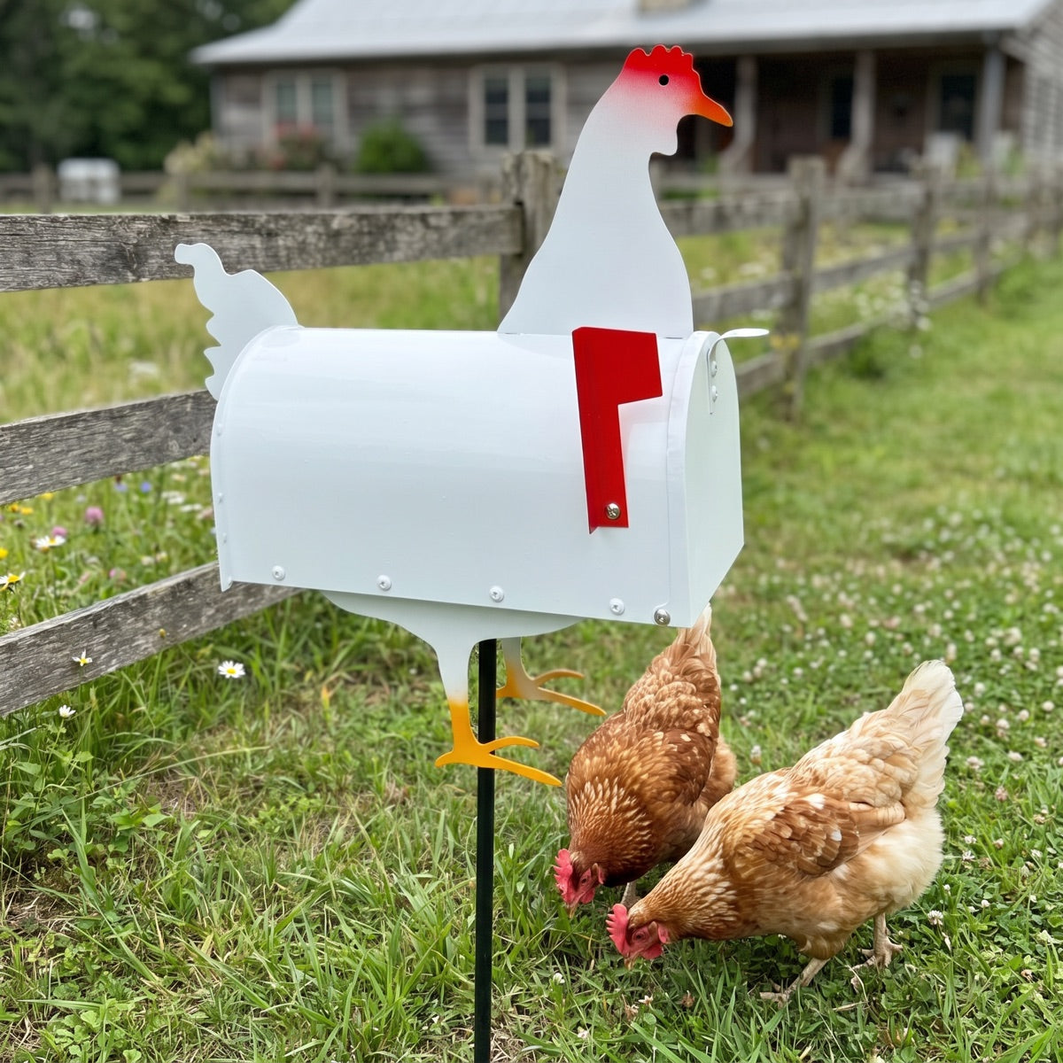 Customer rooster mailbox with hens