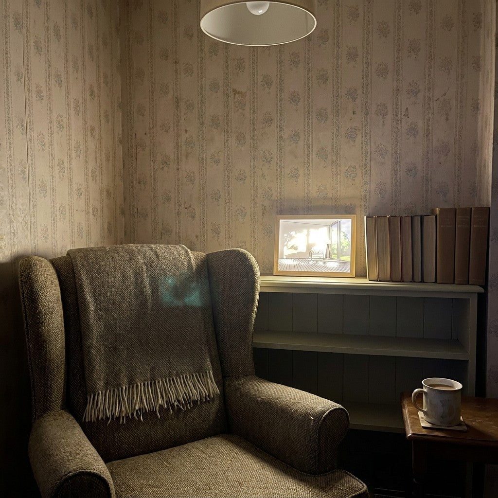 Customer photo: Reading Corner light painting on a bookcase in a snug