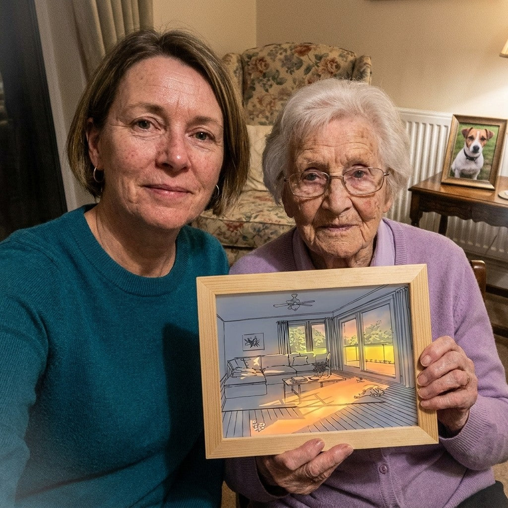 Customer photo: daughter and mum with the Sitting Room with Dog light painting