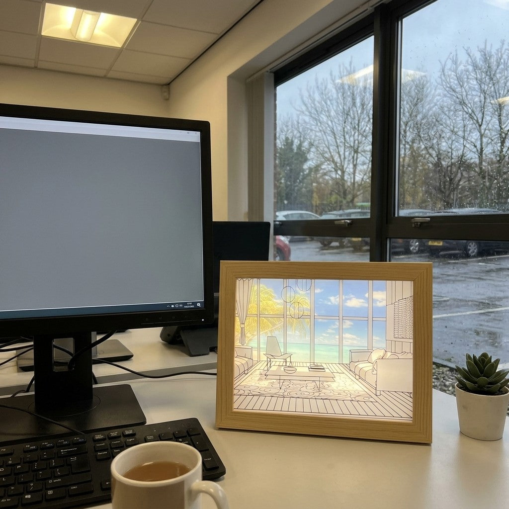 Customer photo: Seaside Room light painting on an office desk