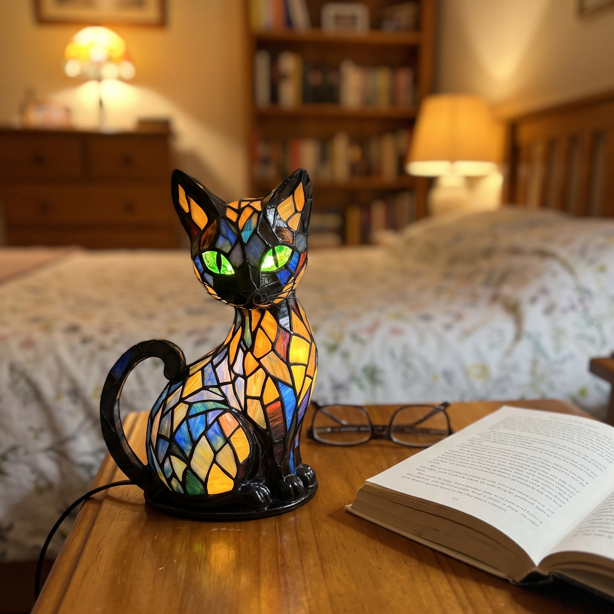 Moggy Lamp as a bedside night light