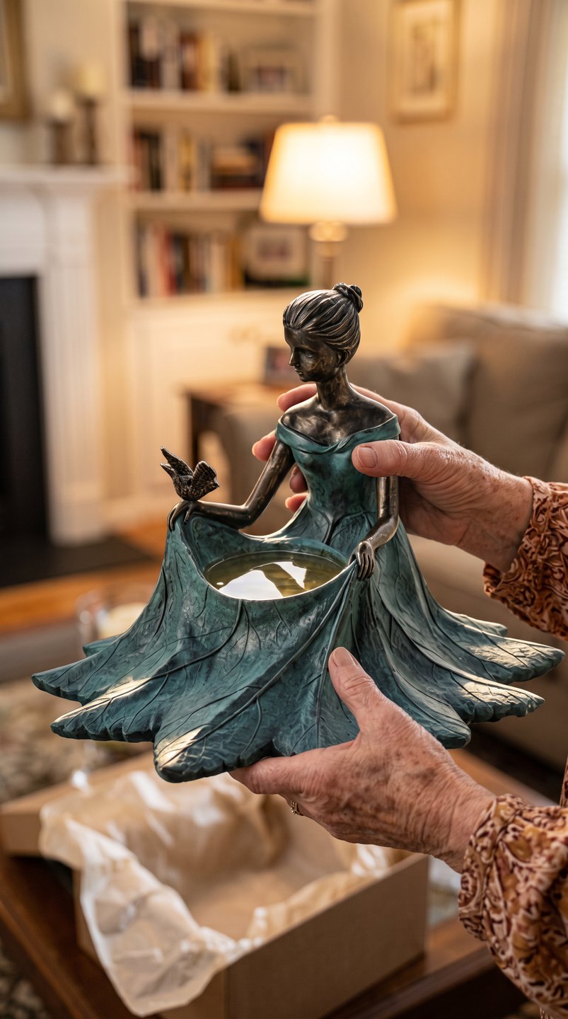 Customer photo — bird bath given as a gift
