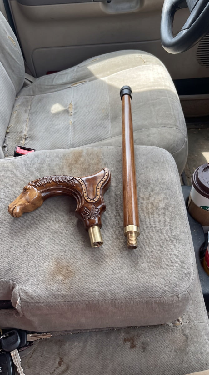 Customer photo: horse cane unscrewed on a truck seat