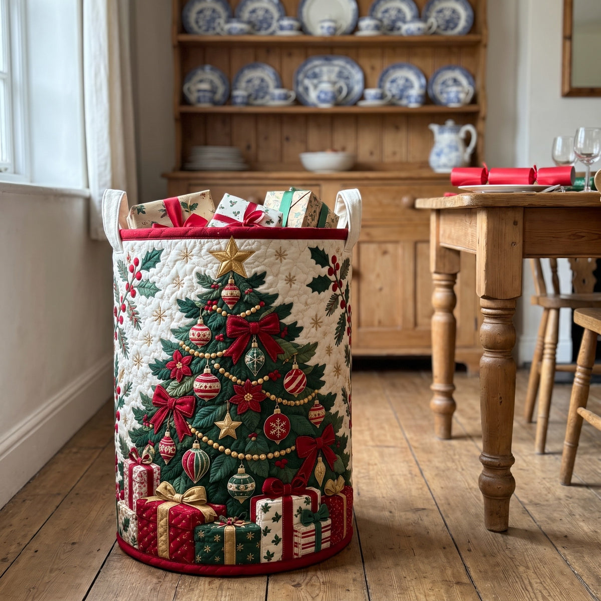 Edwina's hand-quilted Christmas Tree Christmas basket