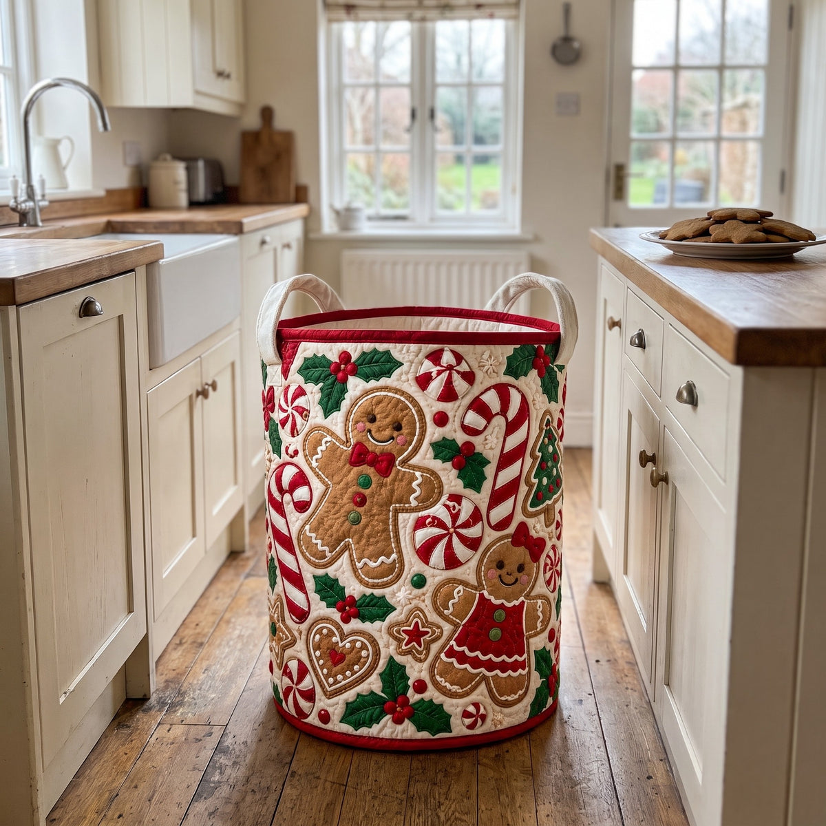 Edwina's hand-quilted Gingerbread Christmas basket