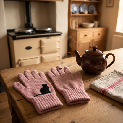 Eirlys's Cat & Robin Gloves in Dusty Rose