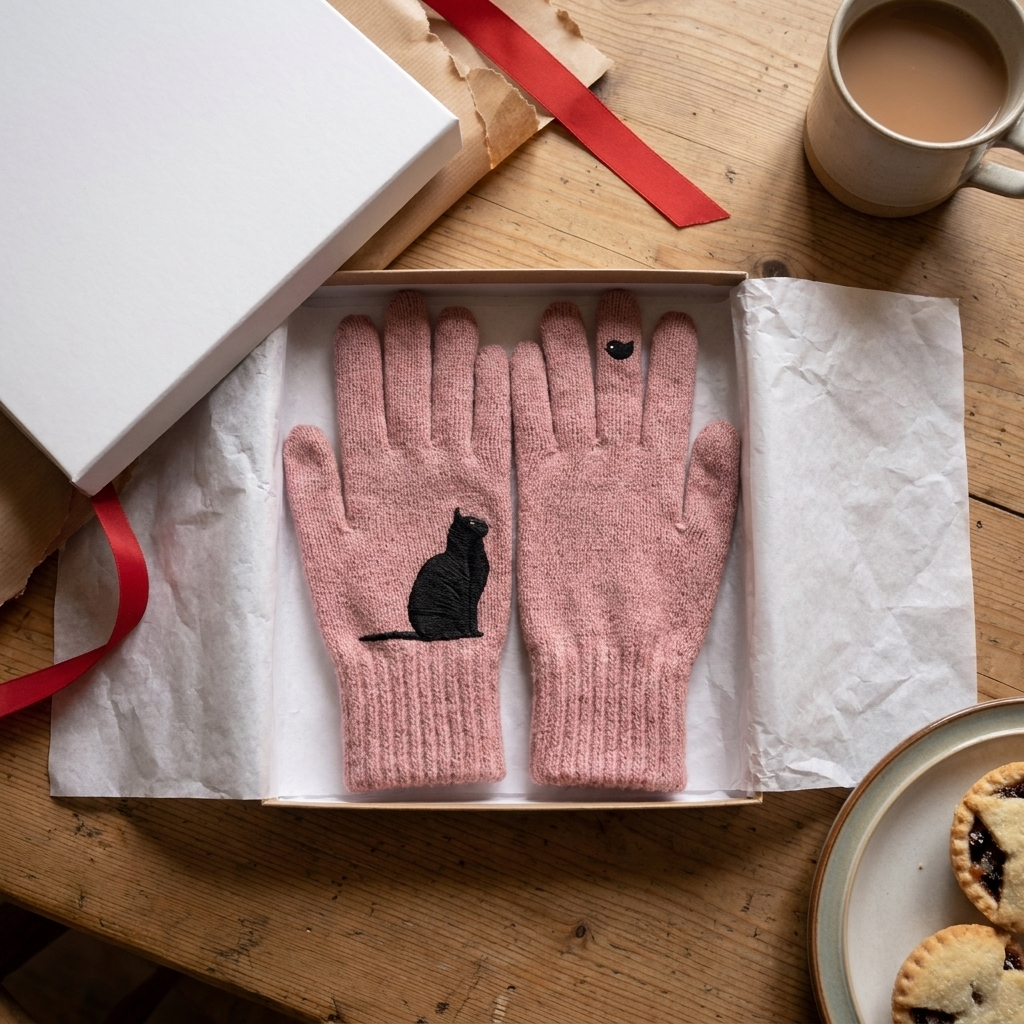 Customer photo of Eirlys's cat and robin gloves