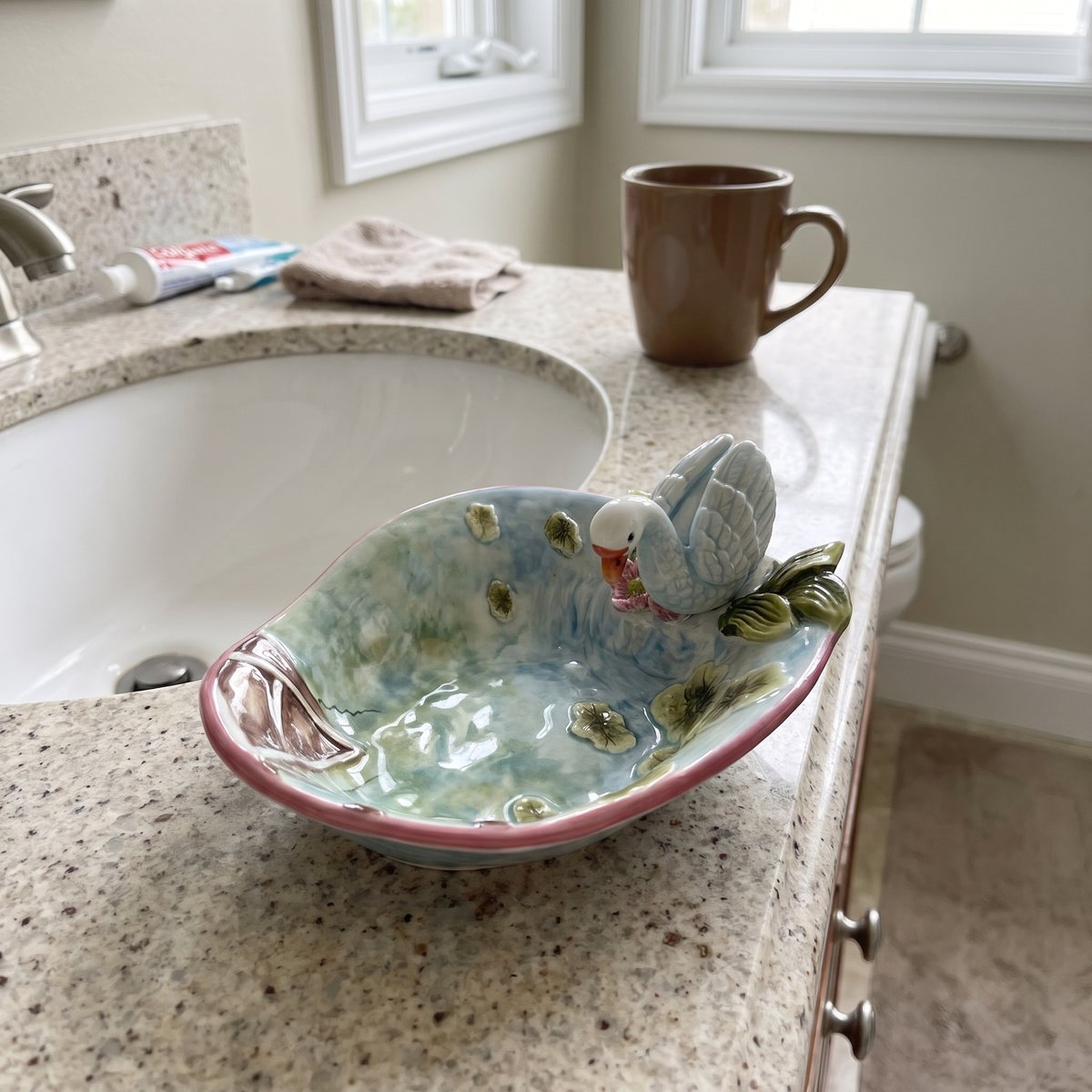 Gus's hand-painted pond dish with white swan