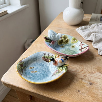 Mallard and Swan pond dishes together