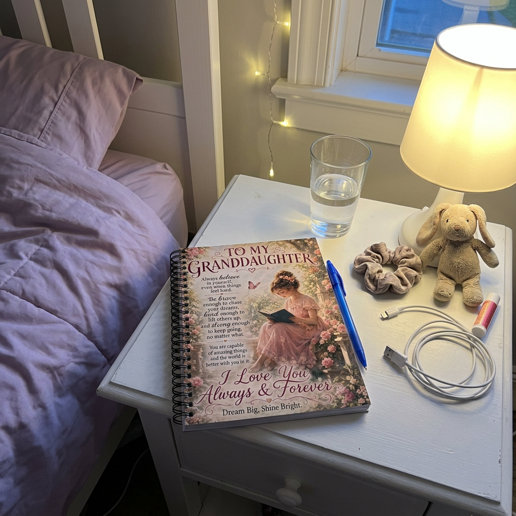 Rose Garden journal on a granddaughter's nightstand
