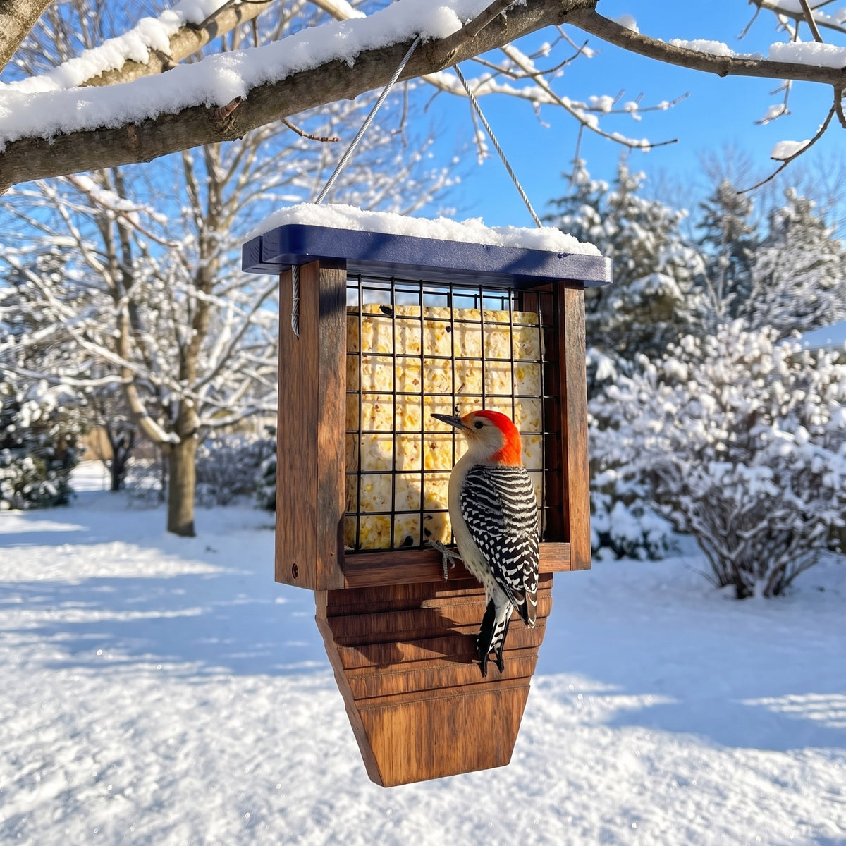 Red-bellied woodpecker in winter