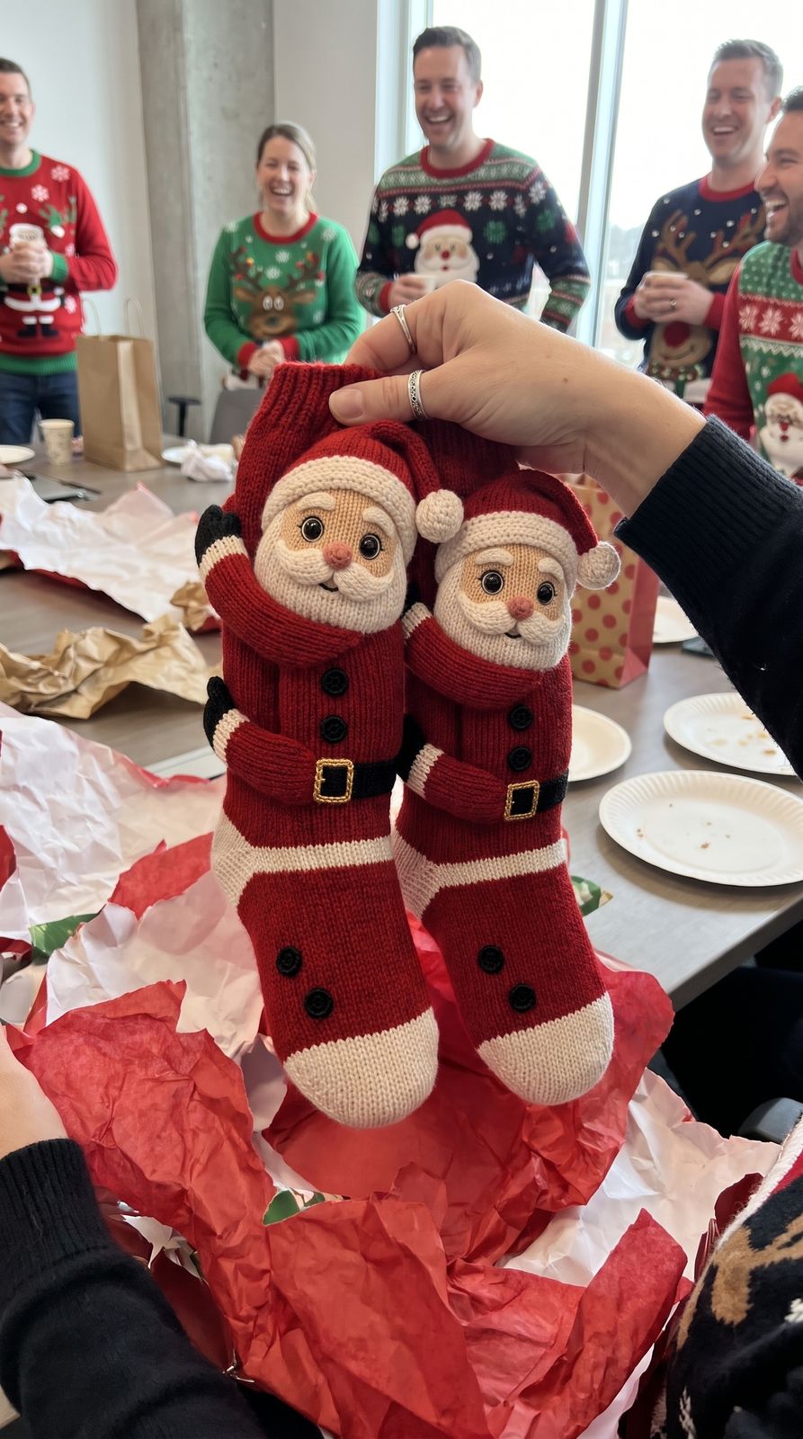 Lavonne's Christmas hug socks - f5 santa office