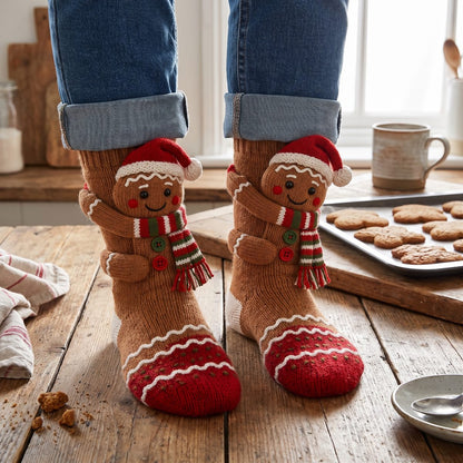 Lavonne's Gingerbread Man Christmas hug socks
