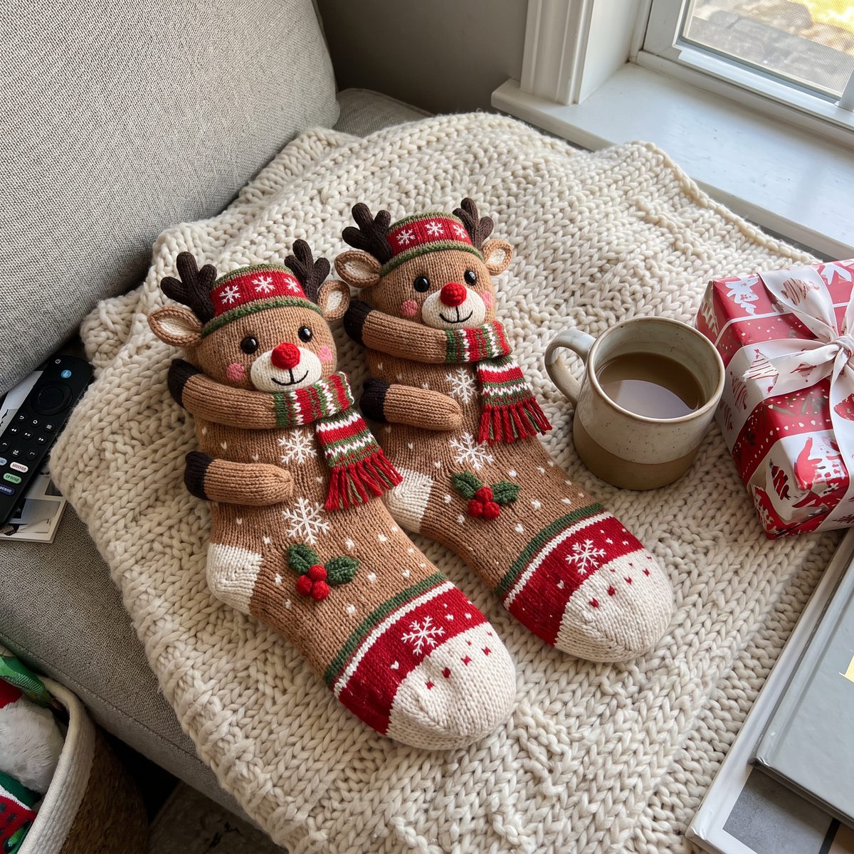 Lavonne's Reindeer Christmas hug socks