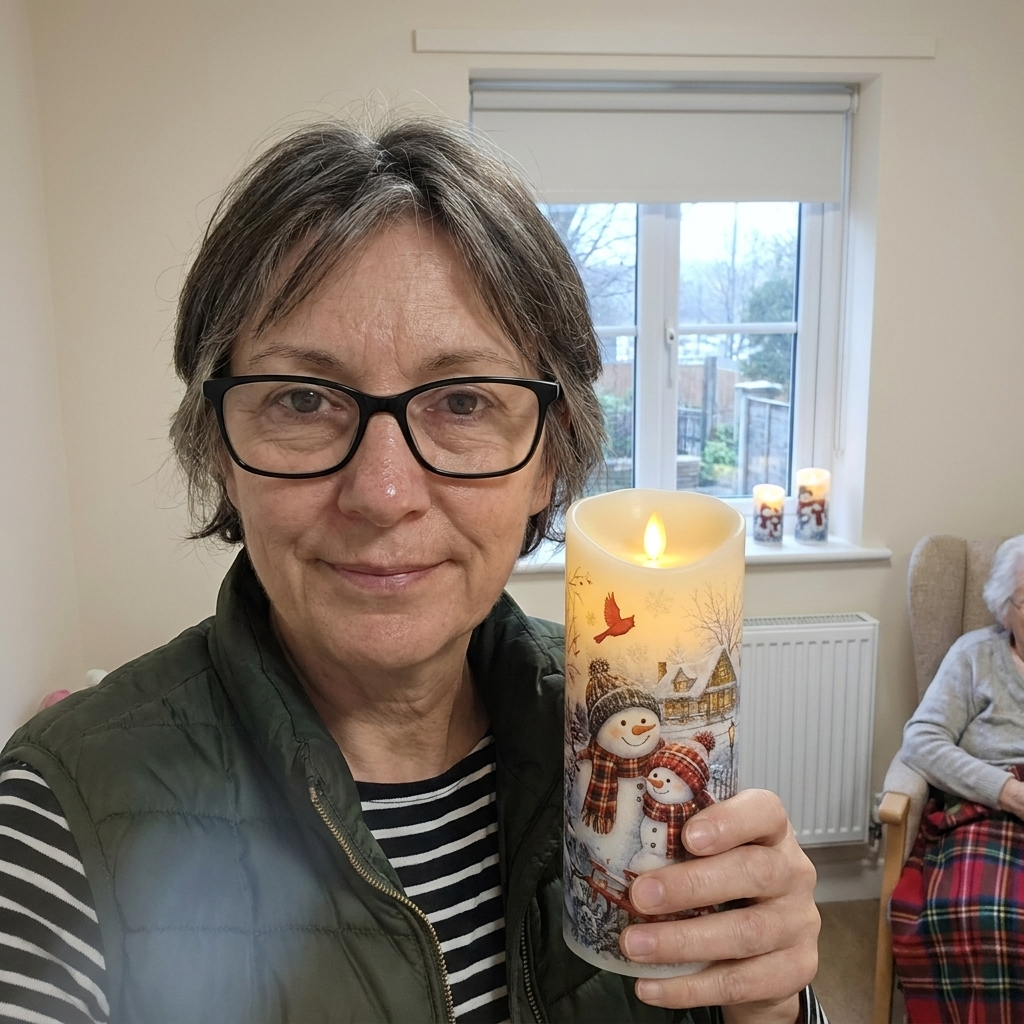 Customer photo of Hester's flameless candles at home