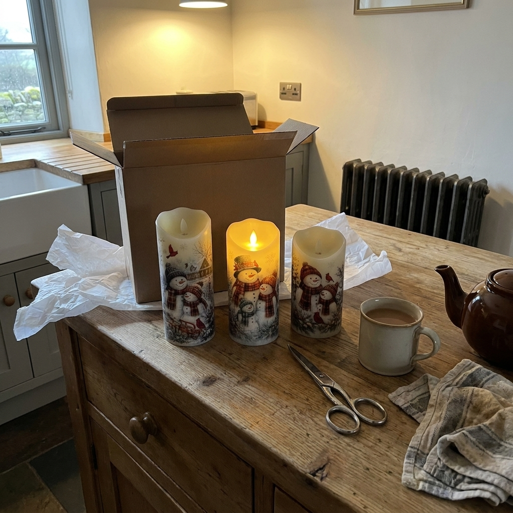 Customer photo of Hester's flameless candles at home
