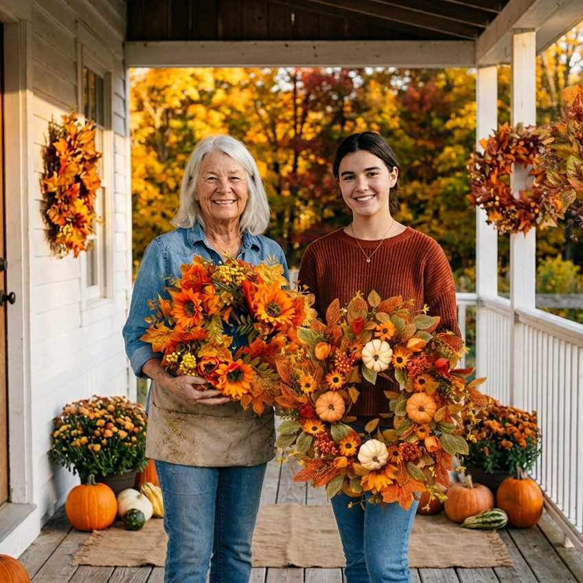 Homemade Harvest Autumn Wreath