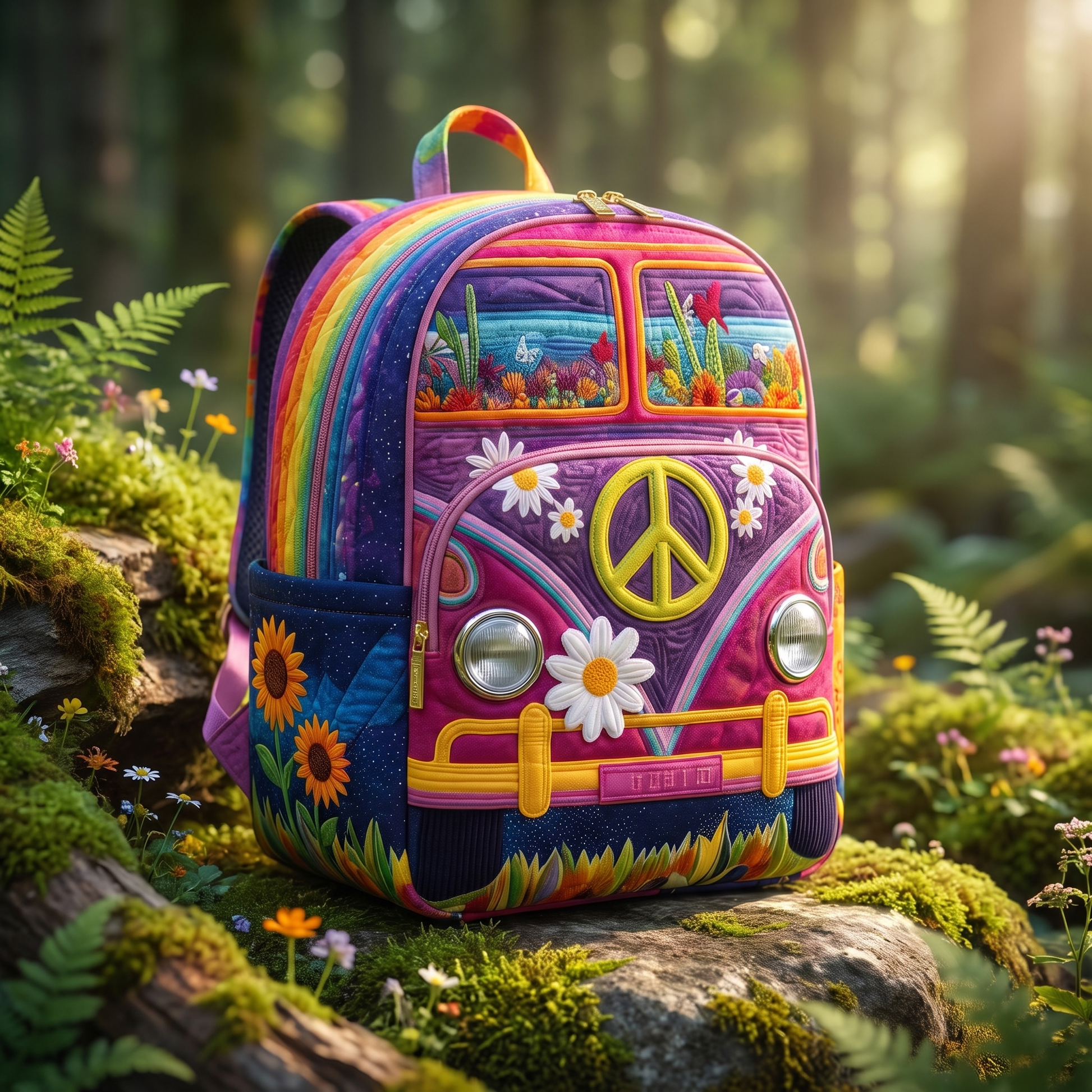 Hippie Bus Backpack - three-quarter angled view