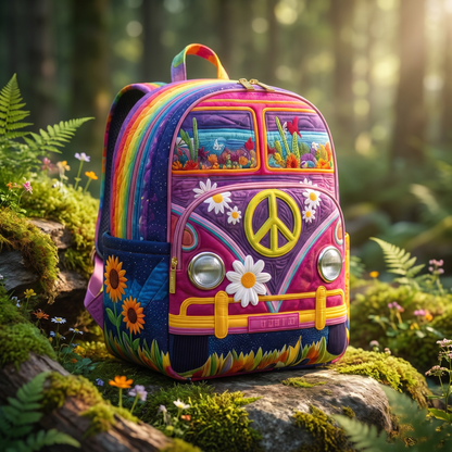 Hippie Bus Backpack - three-quarter angled view