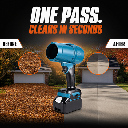 One pass clears a leaf-covered driveway in seconds - before and after