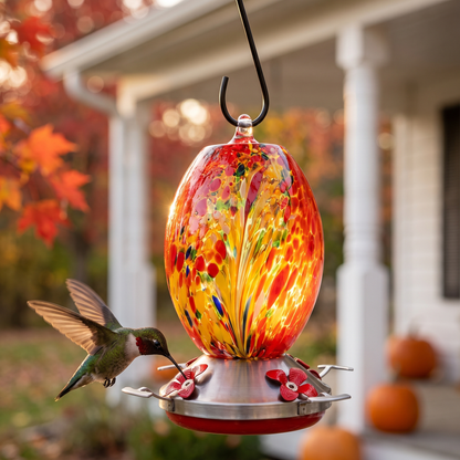Roy's Hand-Blown Hummingbird Feeder