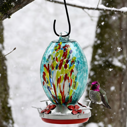 Roy's Hand-Blown Hummingbird Feeder