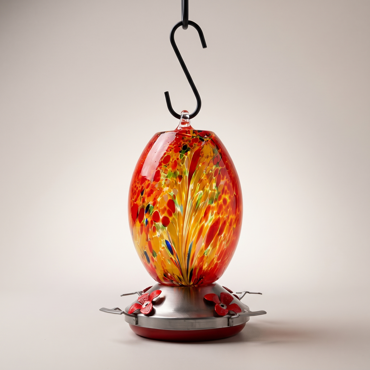 Roy's Hand-Blown Hummingbird Feeder