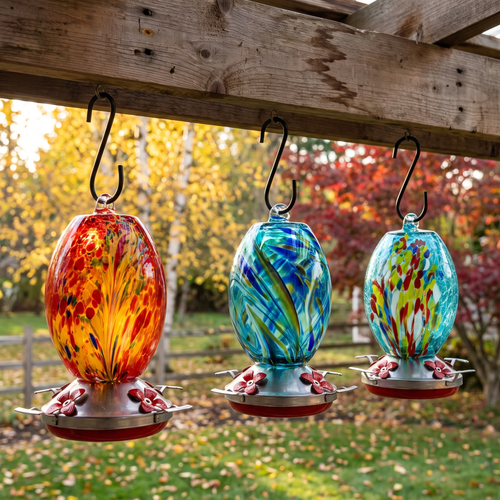 Roy's Hand-Blown Hummingbird Feeder