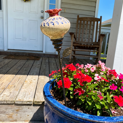 Feeder in a porch planter by the front door