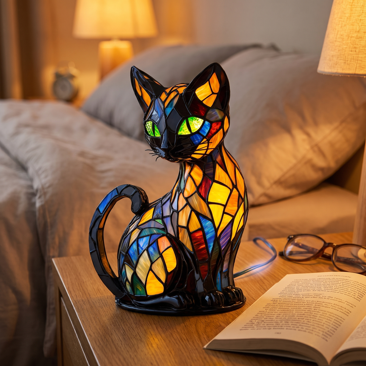 Moggy Lamp as a bedside night light