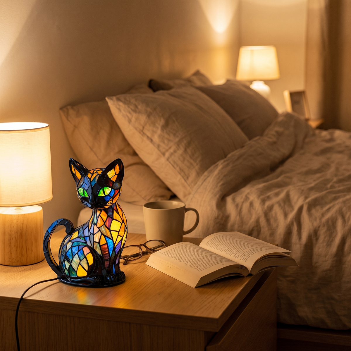 Kitty Lamp as a nightstand night light