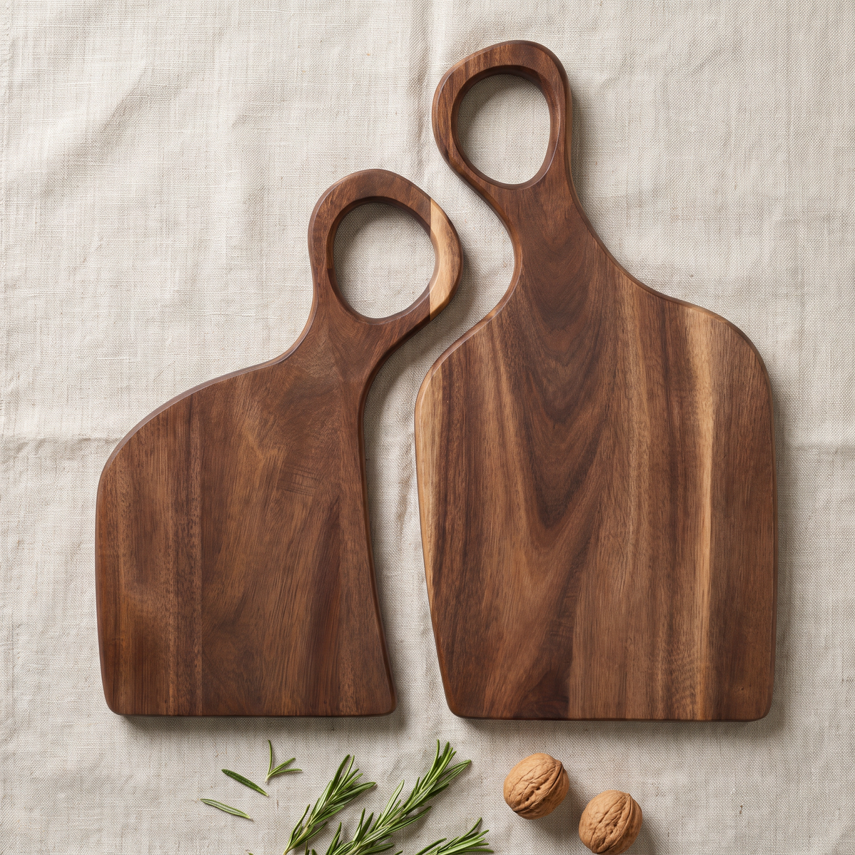 Both walnut boards side by side, full outline