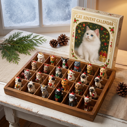 All 24 hand-painted cat figurines from Imogene's Cat Advent Calendar