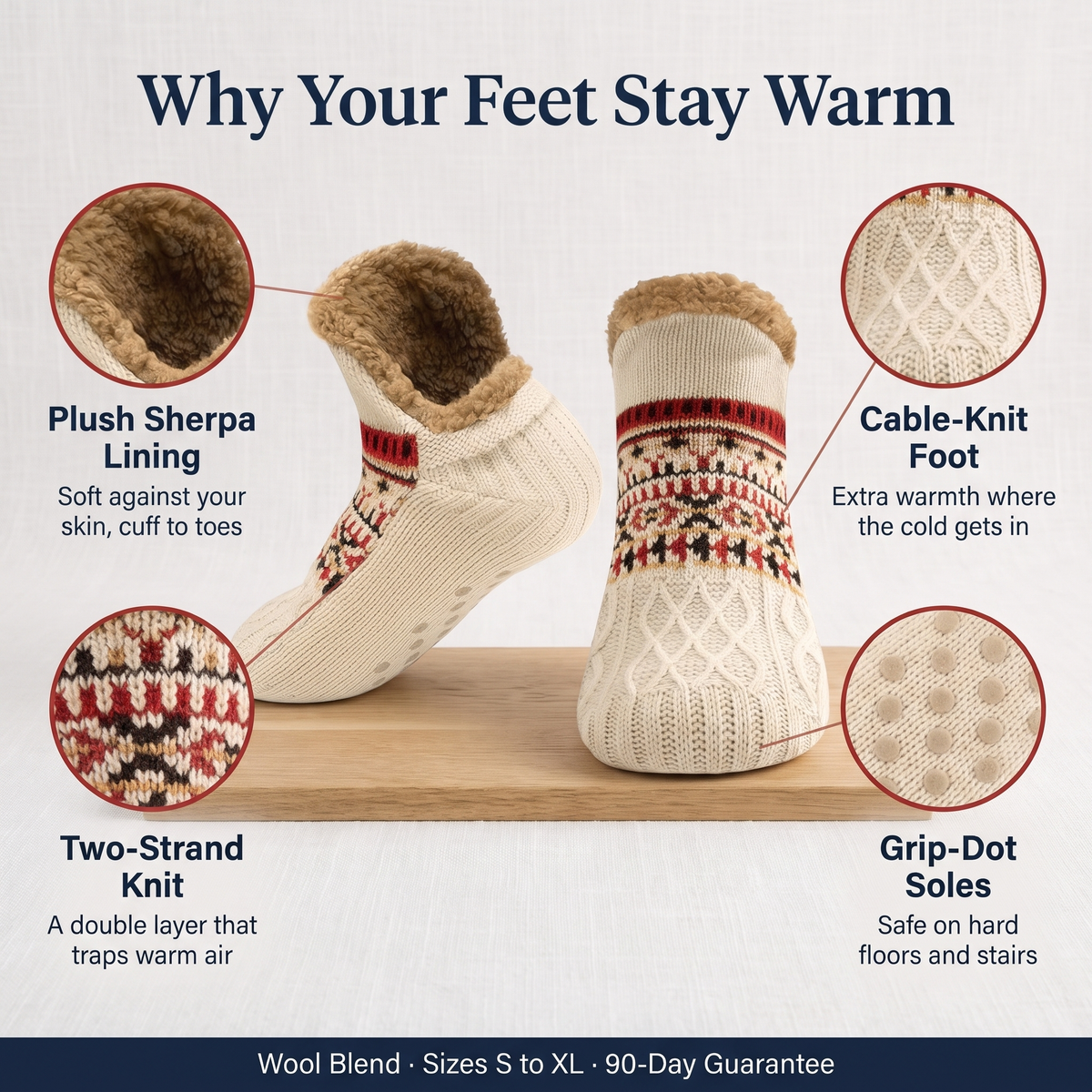 Ilga’s Hand-Knit Slipper Socks in Cream