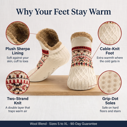 Ilga’s Hand-Knit Slipper Socks in Cream