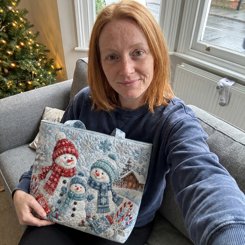 Customer photo of a quilted Christmas tote