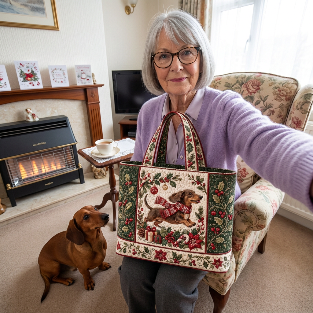 Customer photo of a quilted Christmas tote