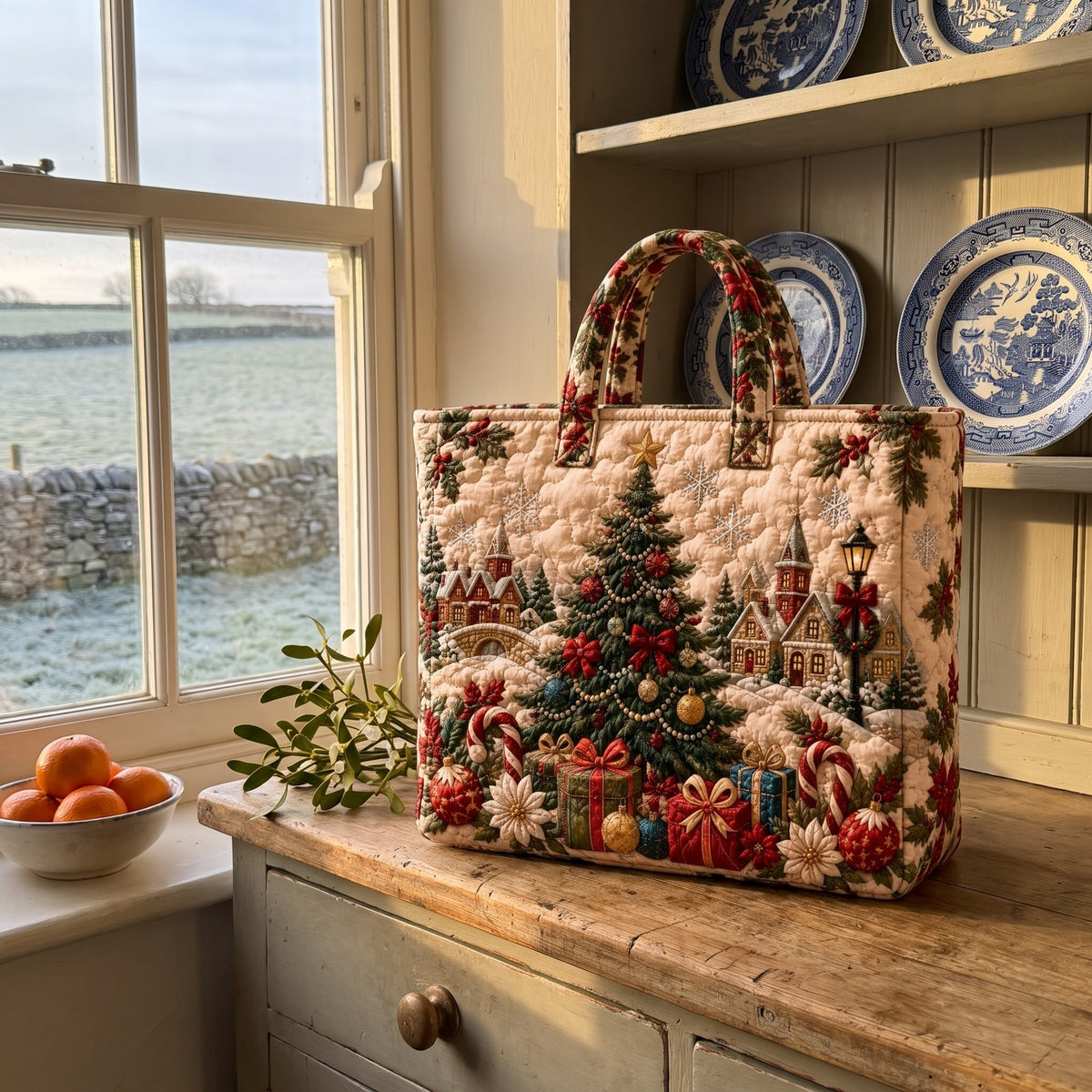 Morwenna's quilted Christmas tote, Christmas Village design