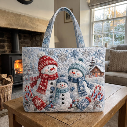 Morwenna's quilted Christmas tote, Snowman Family design