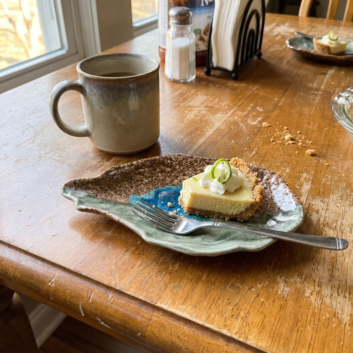Dry Bar oyster plate with a slice of key lime pie