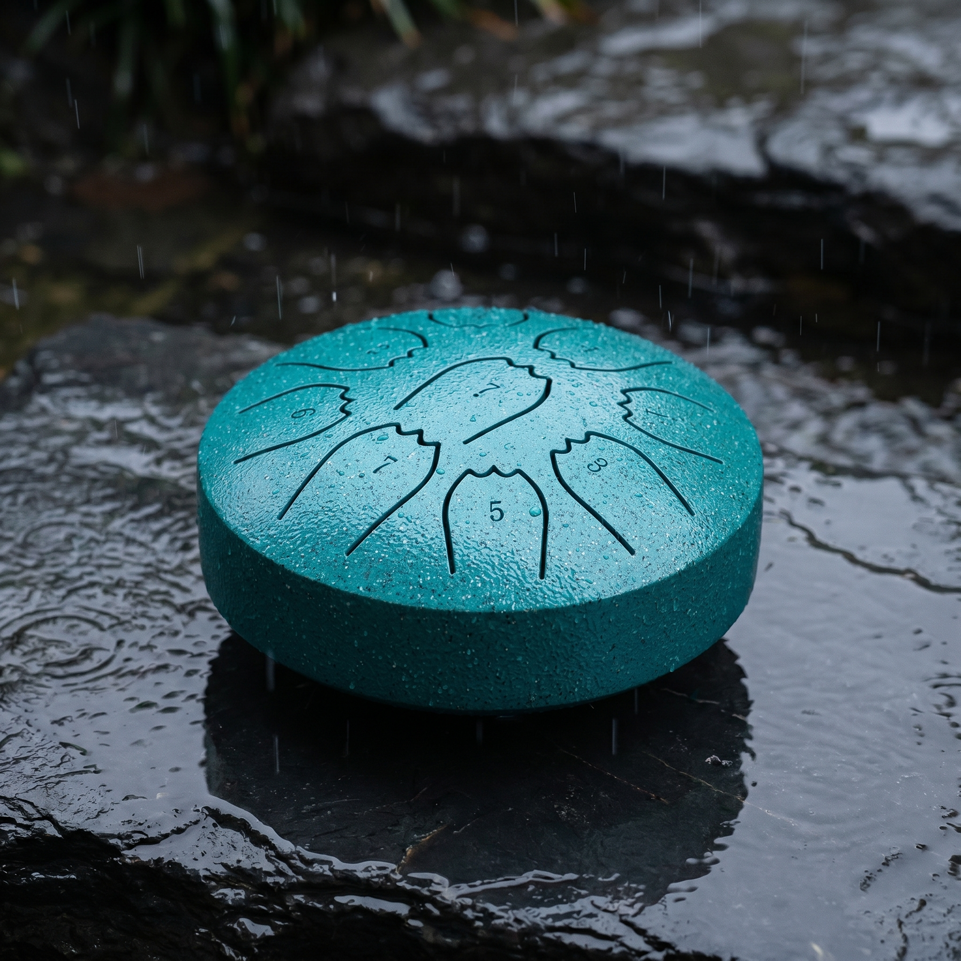 Rain drum on wet slate after a shower