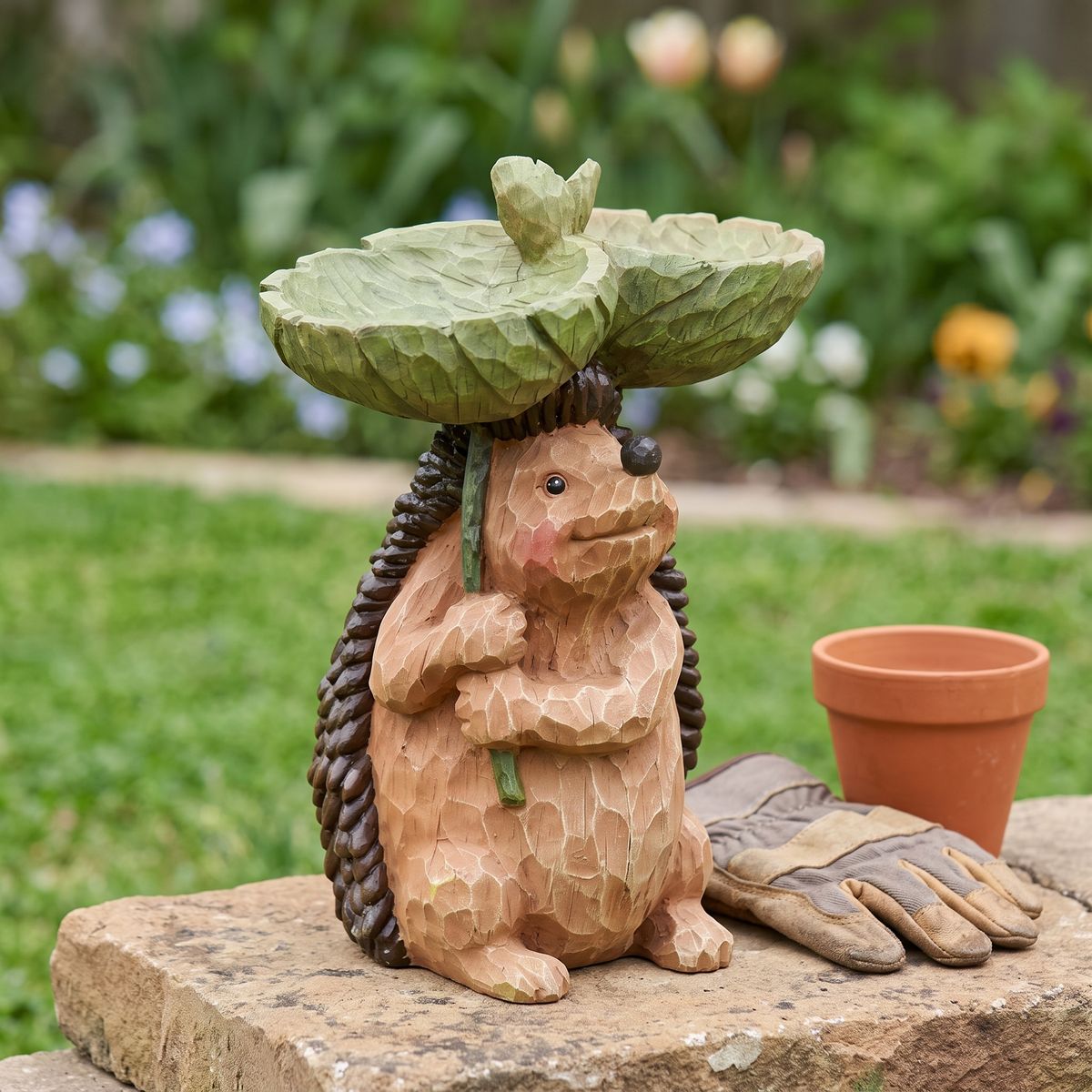 Hedgehog bird bath product photo