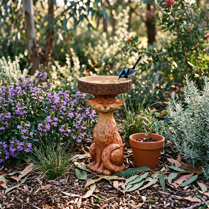 Fox bird bath