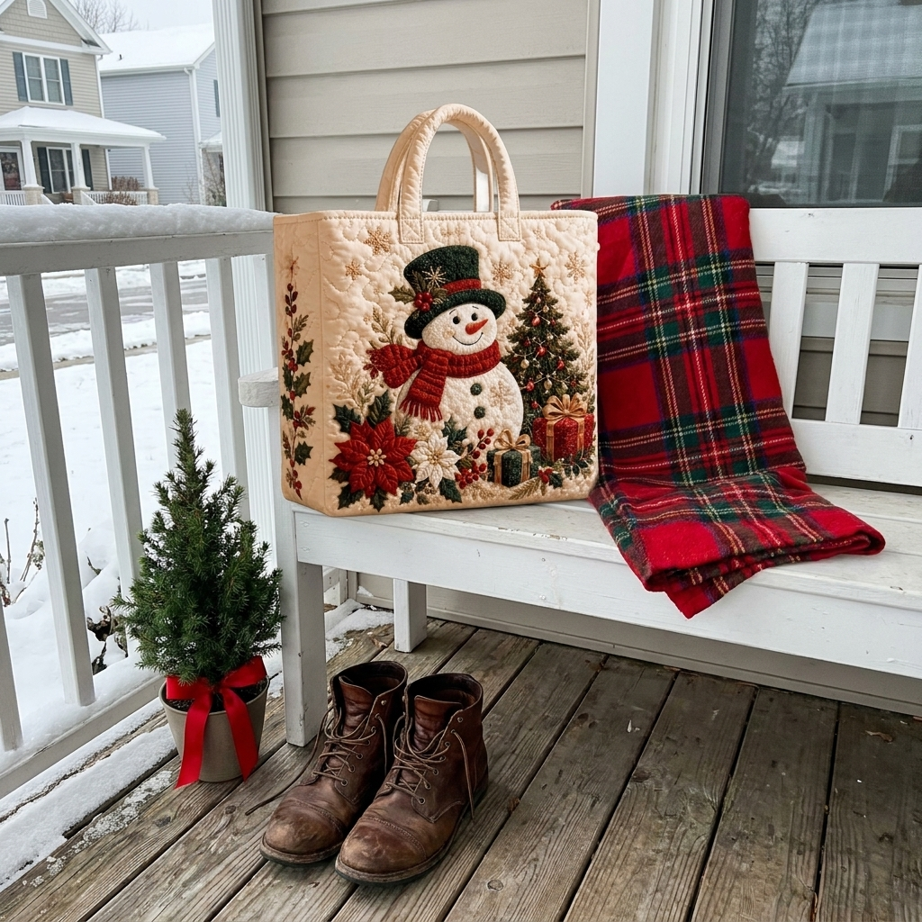 Customer photo of a quilted Christmas tote